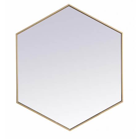 Blueprints 38 in. Metal Frame Hexagon Mirror in Brass - 37.125 x 31.25 x 0.16 in. BL2571246